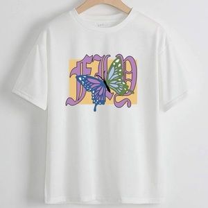 Butterfly and Letter Graphic Tee